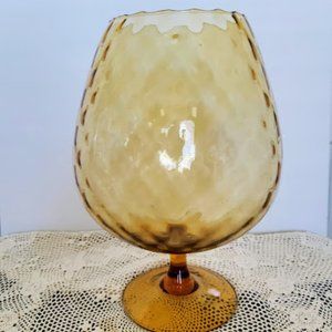 Empoli Italy Amber Diamond Optic Brandy Snifter